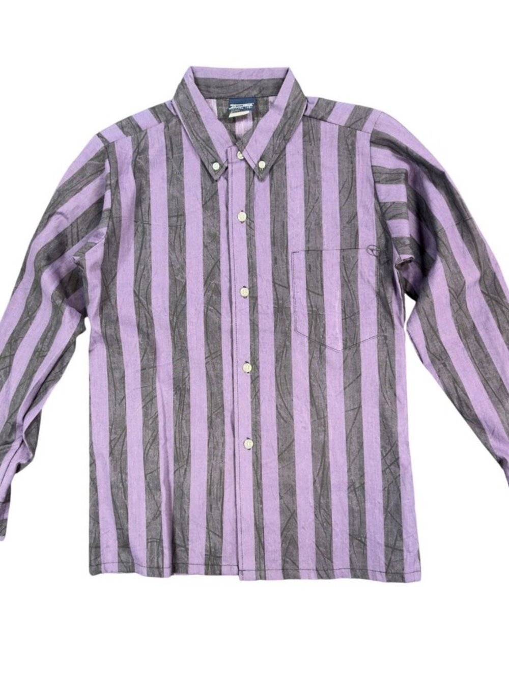 Sands Point Vintage 80s Shirt Boys 14 Purple Grey Striped USA